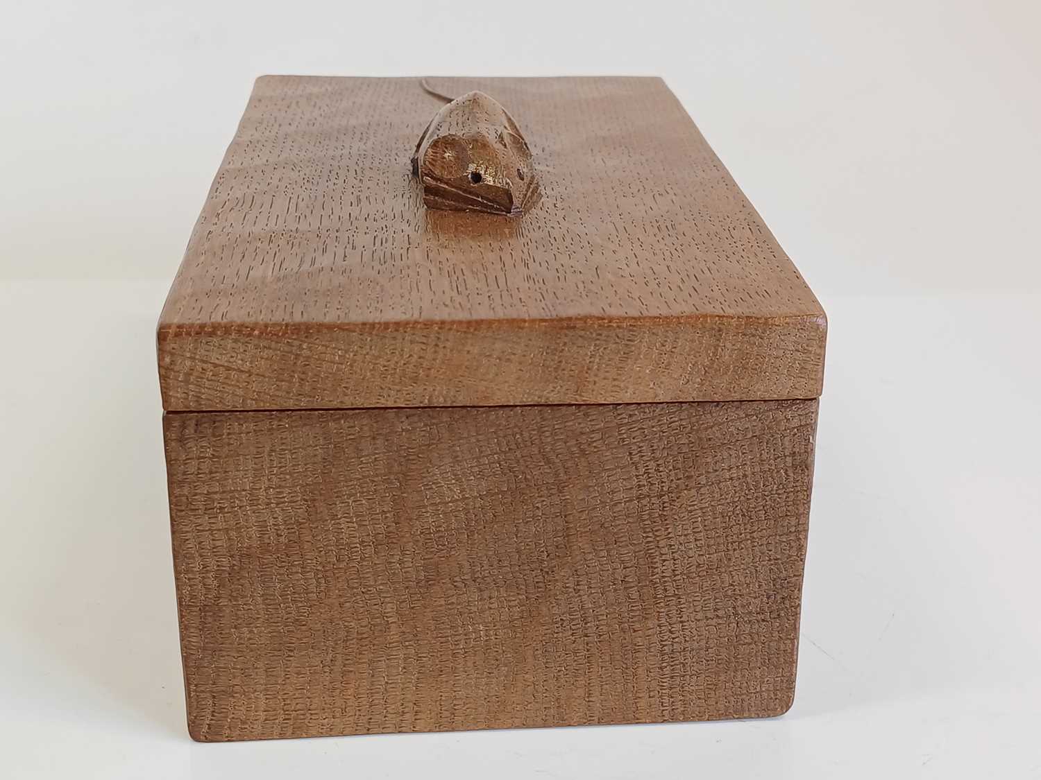 Workshop of Robert Mouseman Thompson (Kilburn): An English Oak Trinket Box and Cover, of rectangular - Image 6 of 9