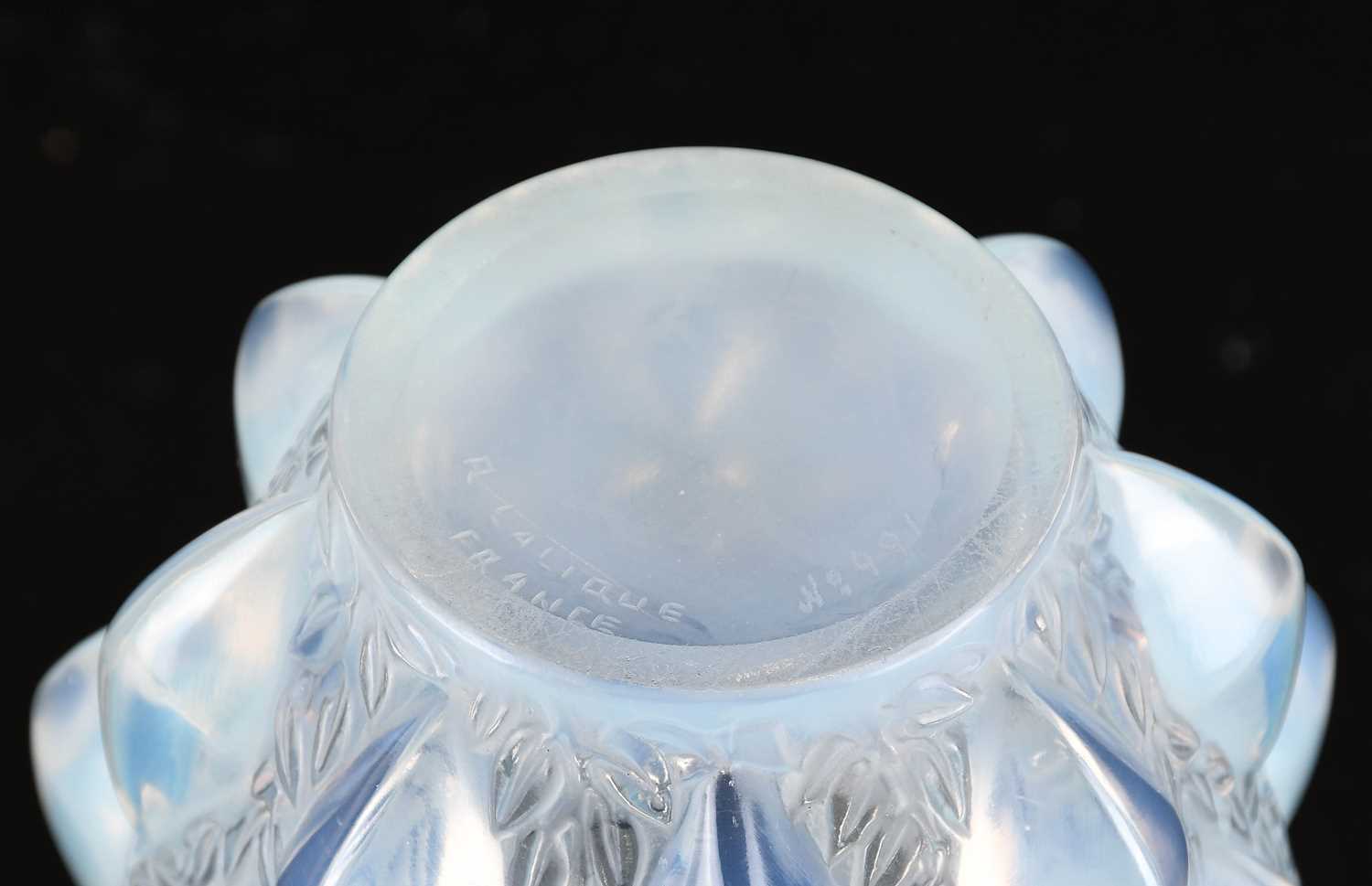 René Lalique (French, 1860-1945): An Opalescent, Clear and Frosted Glass Rampillon Vase, moulded - Image 3 of 3