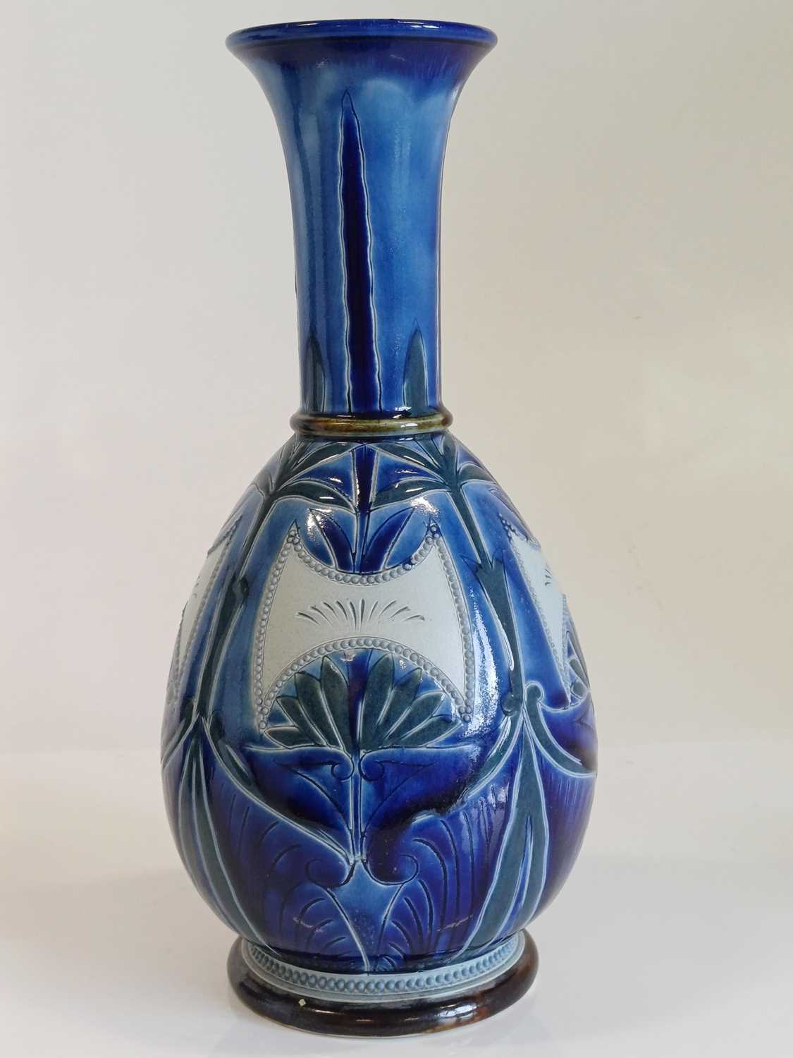 Frank A Butler (active 1872-1911): A Doulton Lambeth Stoneware Vase, incised decoration, in tones of - Image 5 of 16