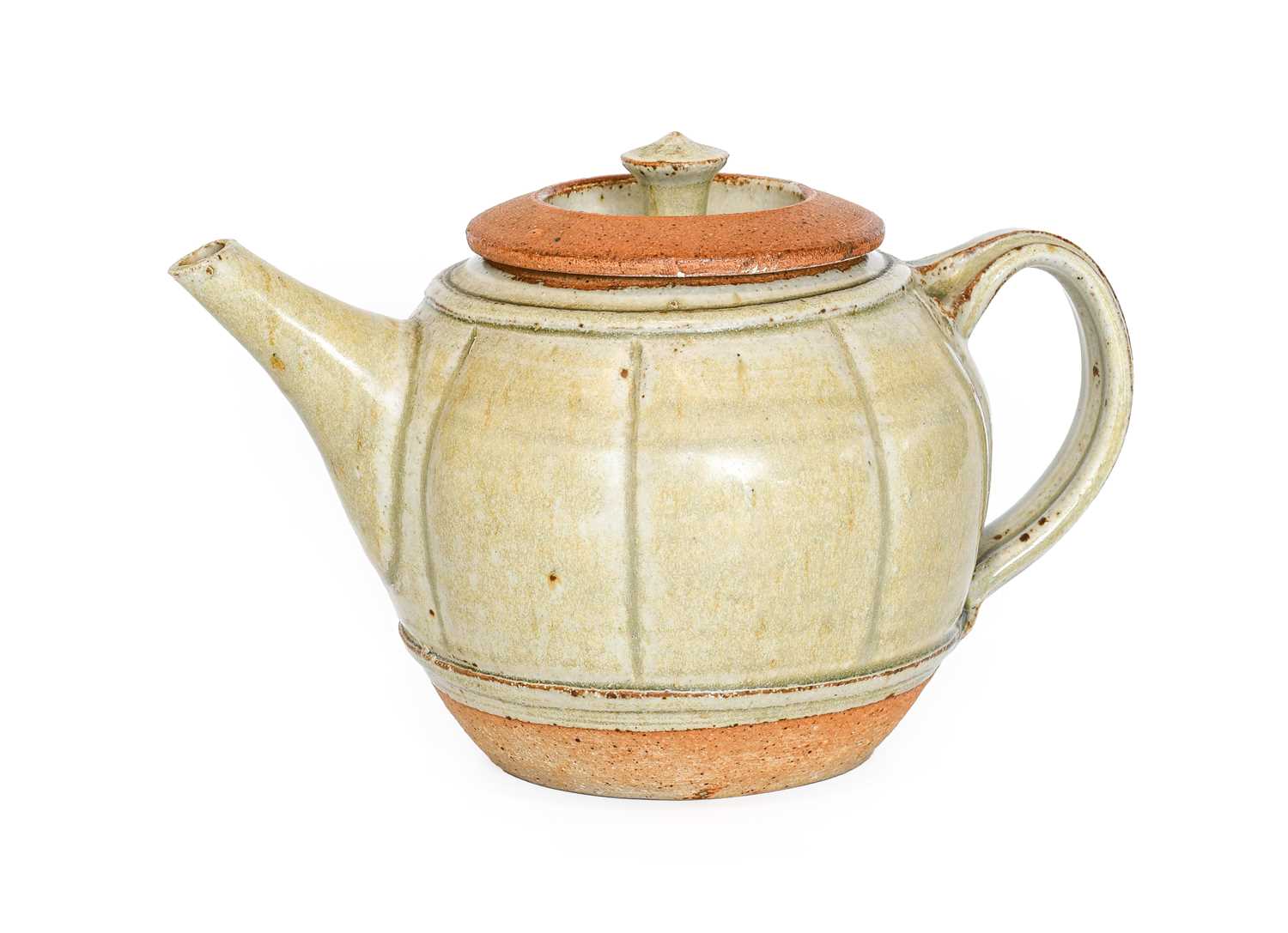 Richard Batterham (1936-2021): A Stoneware Teapot and Cover, green ash glaze, unmarked, 16cm high