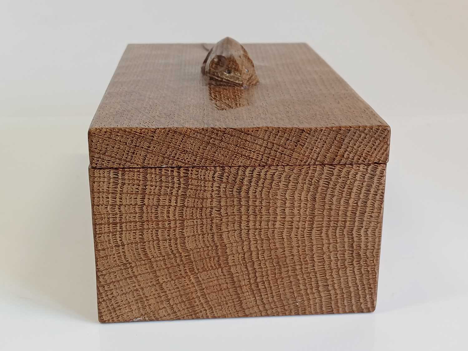 Workshop of Robert Mouseman Thompson (Kilburn): An English Oak Trinket Box and Cover, of rectangular - Image 2 of 8