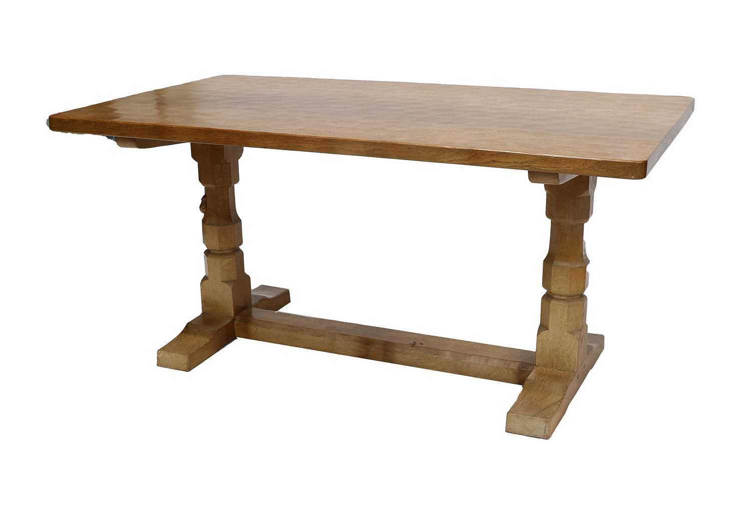 Workshop of Robert Mouseman Thompson (Kilburn): An English Oak 5ft Refectory Dining Table, 1969,