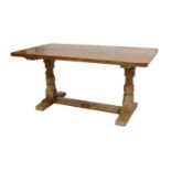 Workshop of Robert Mouseman Thompson (Kilburn): An English Oak 5ft Refectory Dining Table, 1969,