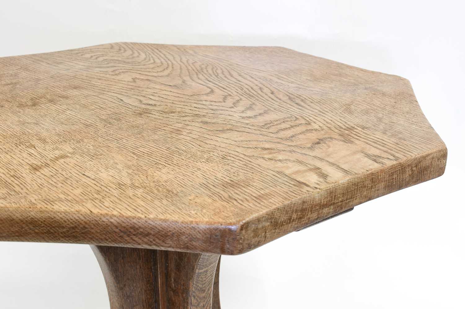 Yorkshire School: An English Oak Octagonal Coffee Table, the adzed top on a cruciform base, - Image 2 of 2