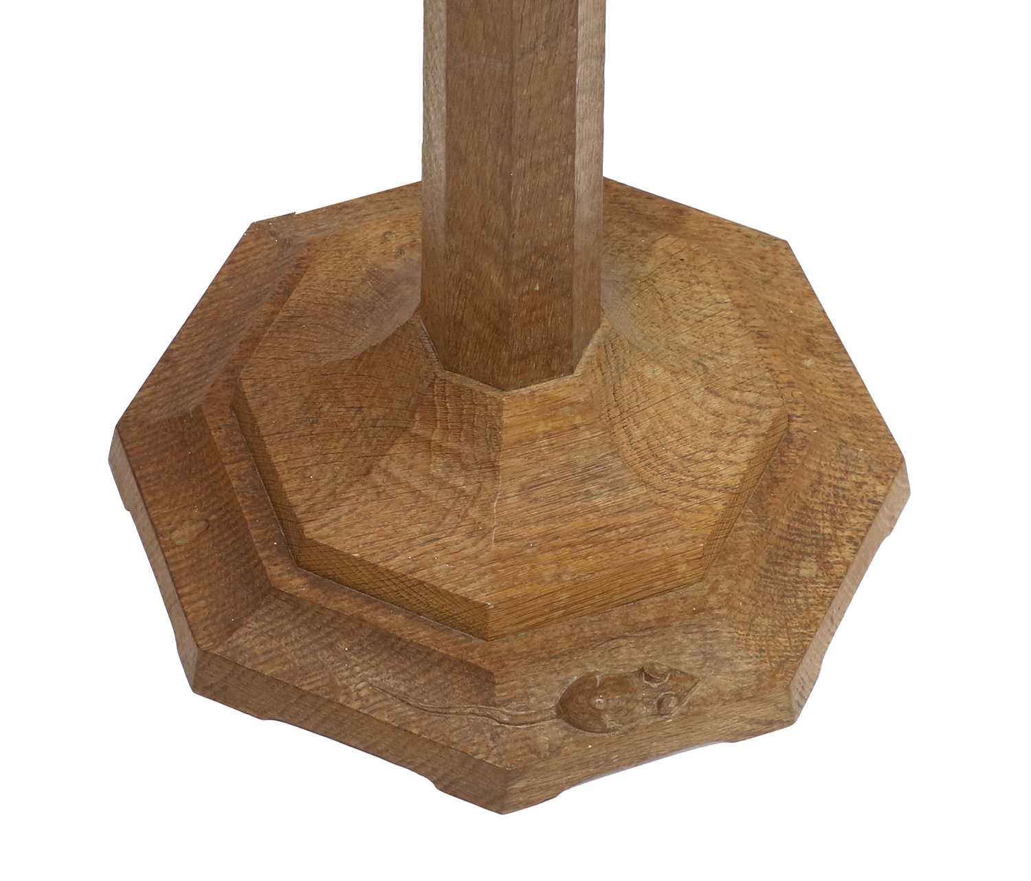 Workshop of Robert Mouseman Thompson (Kilburn): An English Oak Standard Lamp, octagonal column and - Image 2 of 3