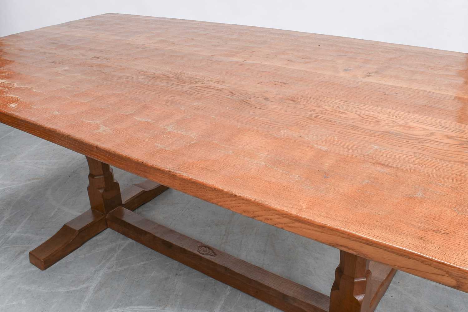 Oakleafman: David Langstaff (Easingwold): An Oak 6ft Refectory Dining Table, adzed five plank top, - Image 3 of 3
