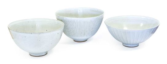 Andrew Crouch (b.1955): A Stoneware Bowl, covered in an oatmeal glaze impressed AC seal mark, 25.5cm