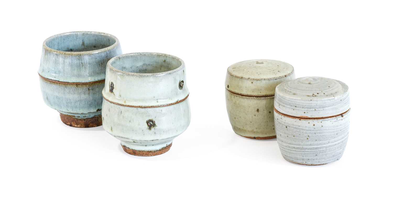 Philip (Phil) Marston Rogers (1951-2020):Two Stoneware Jars and Covers, nuka and ash glaze,