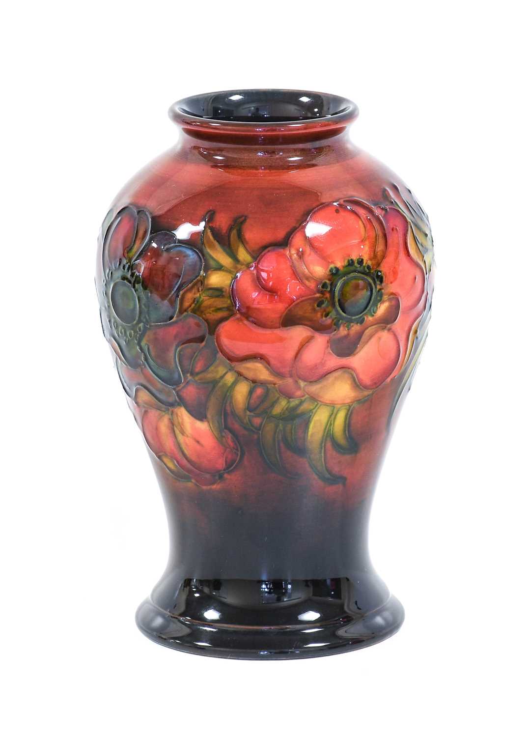 Walter Moorcroft (1917-2002): A Flambé Anemone Pattern Vase, impressed MOORCROFT MADE IN ENGLAND,