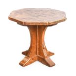 Robert Mouseman Thompson (1876-1955): A Burr Oak Octagonal Coffee Table, 1930s, with mouse tails