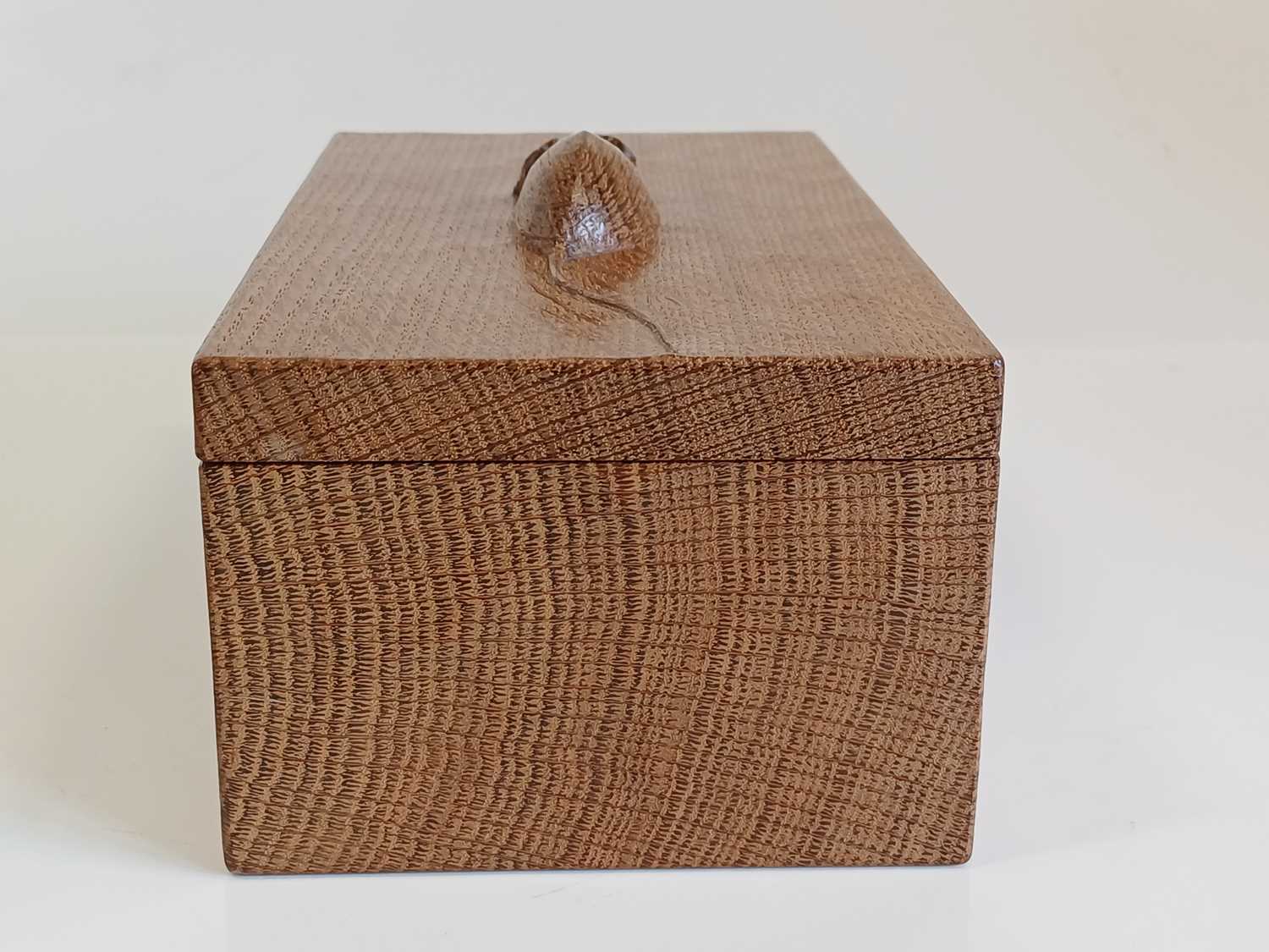 Workshop of Robert Mouseman Thompson (Kilburn): An English Oak Trinket Box and Cover, of rectangular - Image 4 of 8