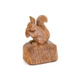 Squirrelman: Trevor Hutchinson (b.1960) (Husthwaite): An English Oak Carved Squirrel, sat on its