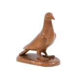 Woodpeckerman: Stan Dodds (1928-2012): A Carved English Oak Pigeon, on a tooled base, with