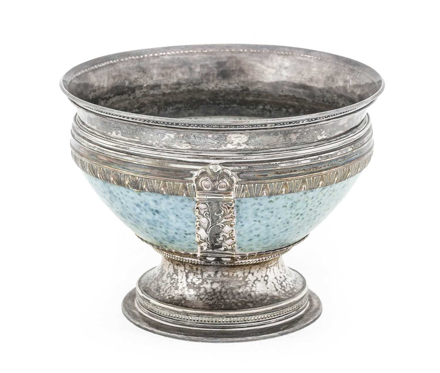 An Arts and Crafts Silver Mounted Ruskin Pottery Pedestal Bowl, the silver mounts by A.E. Jones, - Image 11 of 11