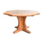 Robert Mouseman Thompson (1876-1955): An English Oak 4'3 Octagonal Dining Table, two plank