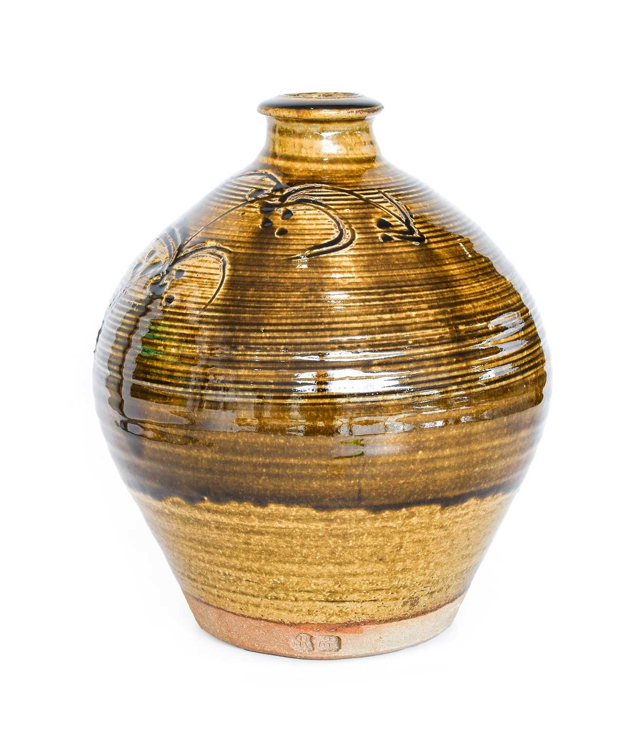 Philip (Phil) Marston Rogers (1951-2020):A Stoneware Vase, reduced ash glaze, incised decoration,