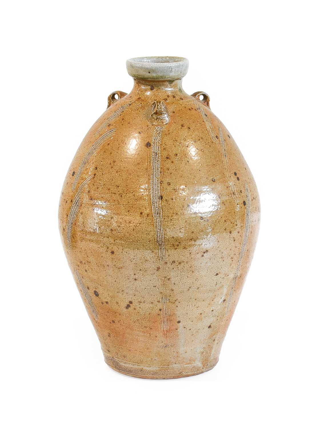 Philip (Phil) Marston Rogers (1951-2020): A Tall Salt Glazed Stoneware Bottle Vase, with three lug