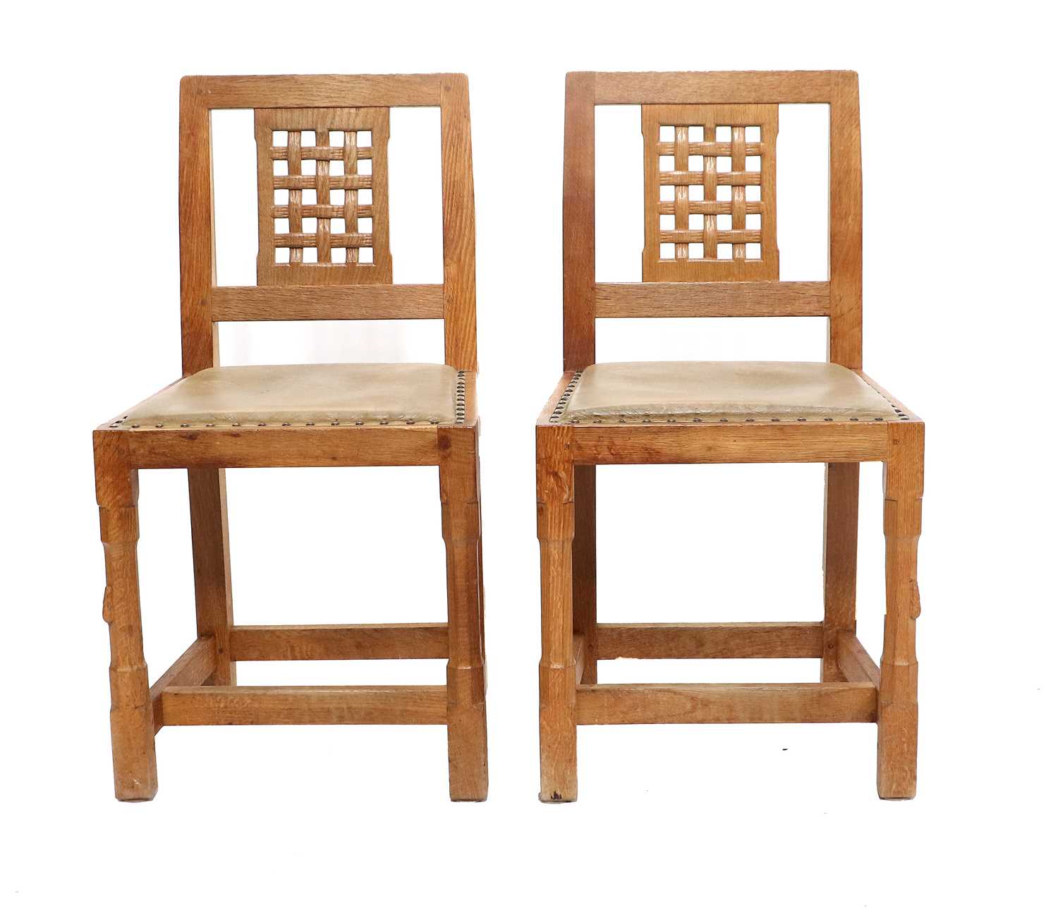 Rabbitman: Peter Heap (1945-2022) (Wetwang): A Pair of English Oak Lattice Back Dining Chairs, - Image 2 of 3