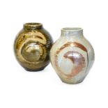 Clare Sutcliffe (1943-2019): A Stoneware Vase, olive green ash glaze, impressed C seal mark, 20cm