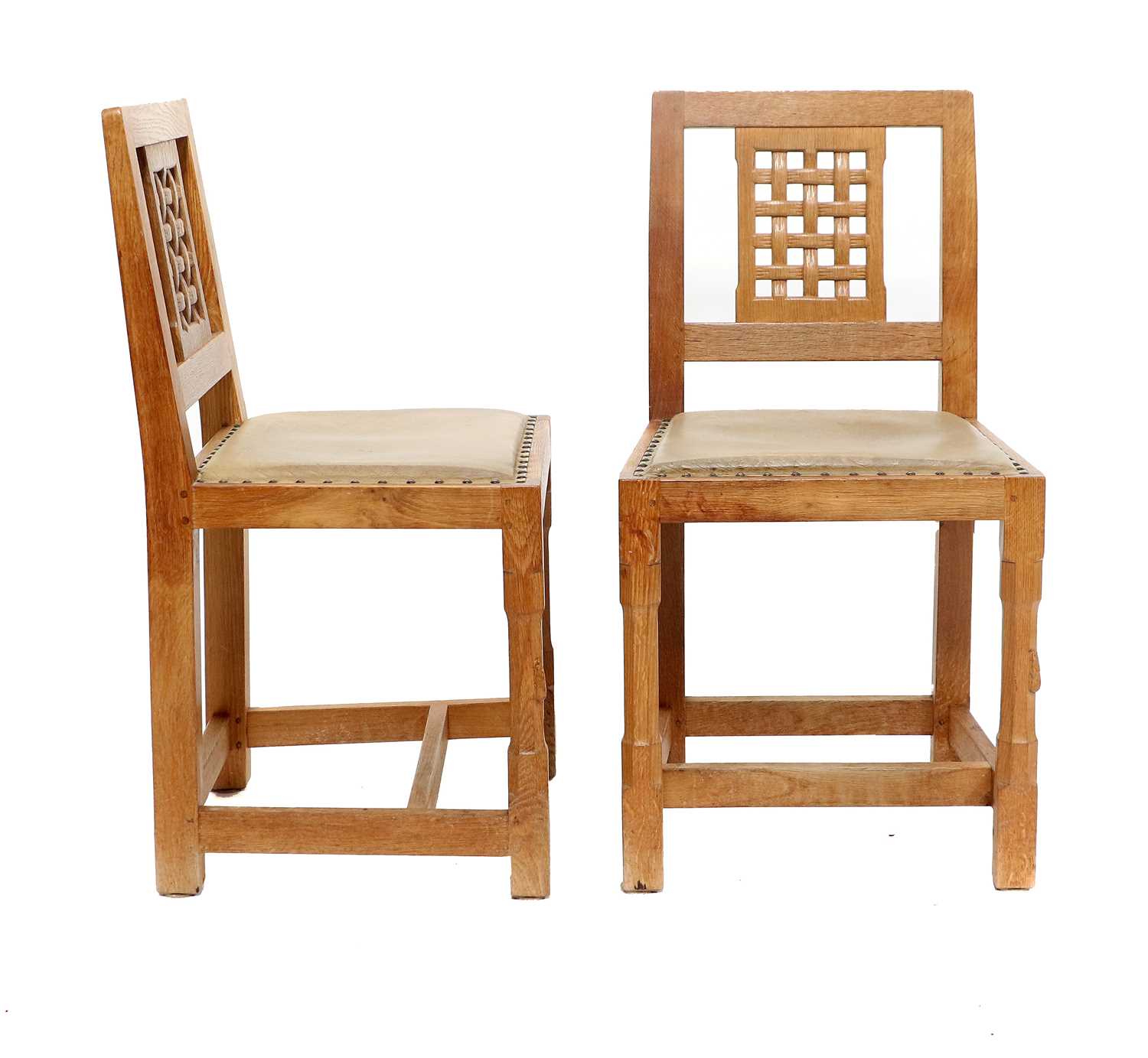 Rabbitman: Peter Heap (1945-2022) (Wetwang): A Pair of English Oak Lattice Back Dining Chairs,