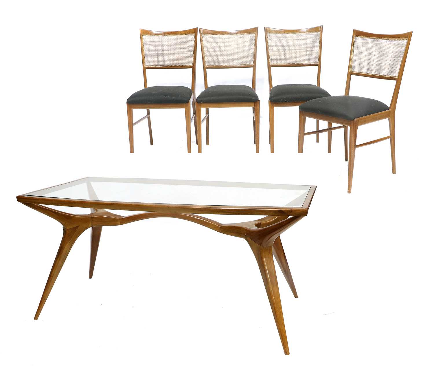 A 1960's Brazilian Peroba De Campos Table, attributed to Giusepe Scapinelli, with inset glass top,