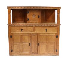 Gnomeman: Thomas Whittaker (1912-1991) (Littlebeck): An English Oak Court Cupboard, adzed top