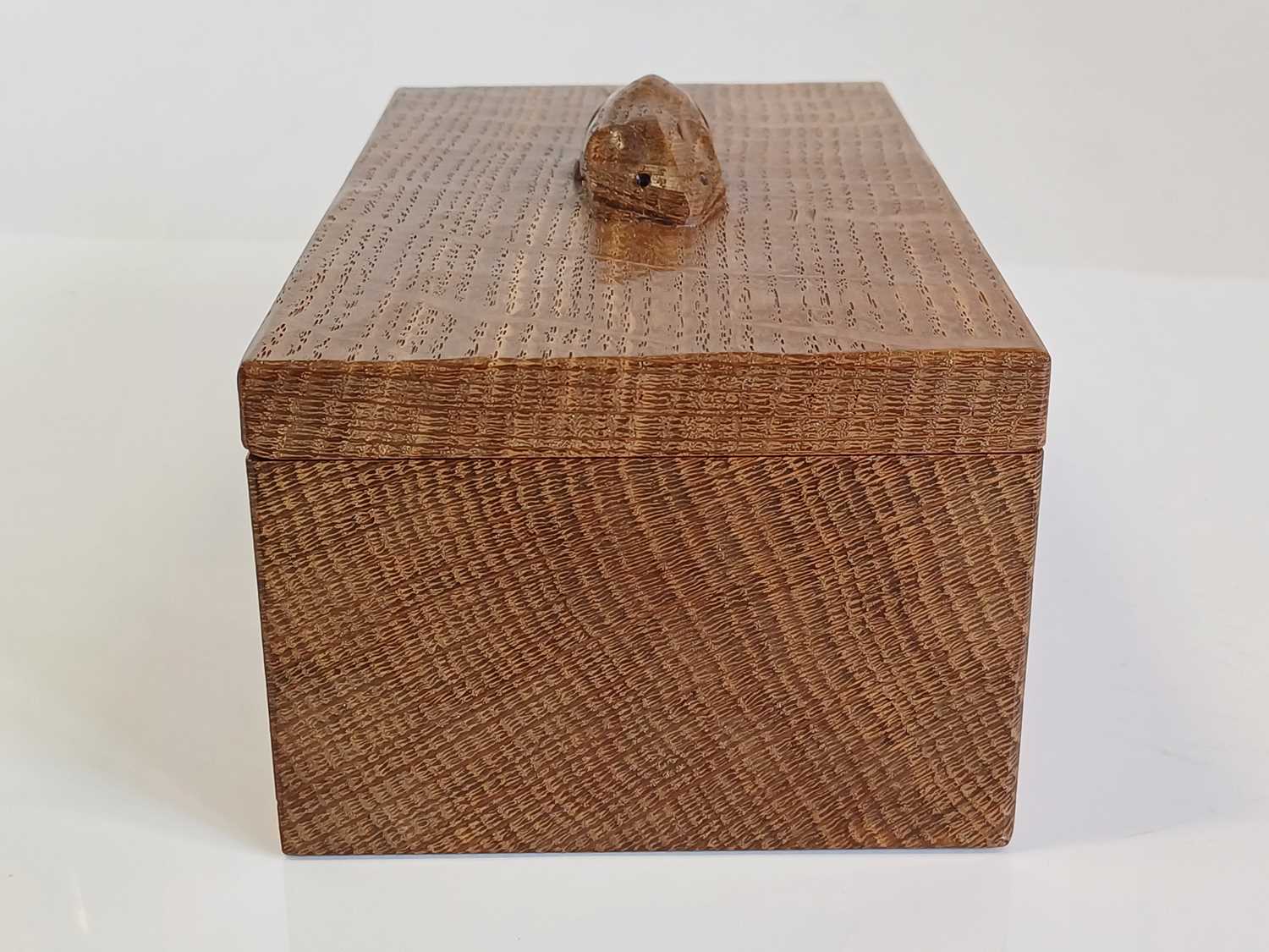 Workshop of Robert Mouseman Thompson (Kilburn): An English Oak Trinket Box and Cover, of rectangular - Image 2 of 9
