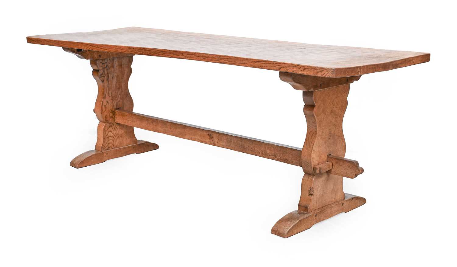 Gnomeman: Thomas Whittaker (1912-1991) (Littlebeck): An English Oak 7ft Refectory Dining Table,