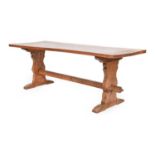 Gnomeman: Thomas Whittaker (1912-1991) (Littlebeck): An English Oak 7ft Refectory Dining Table,