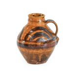 Leach Pottery (St Ives): An Earthenware Jug, circa 1930, rich toffee-brown glaze with iron-painted