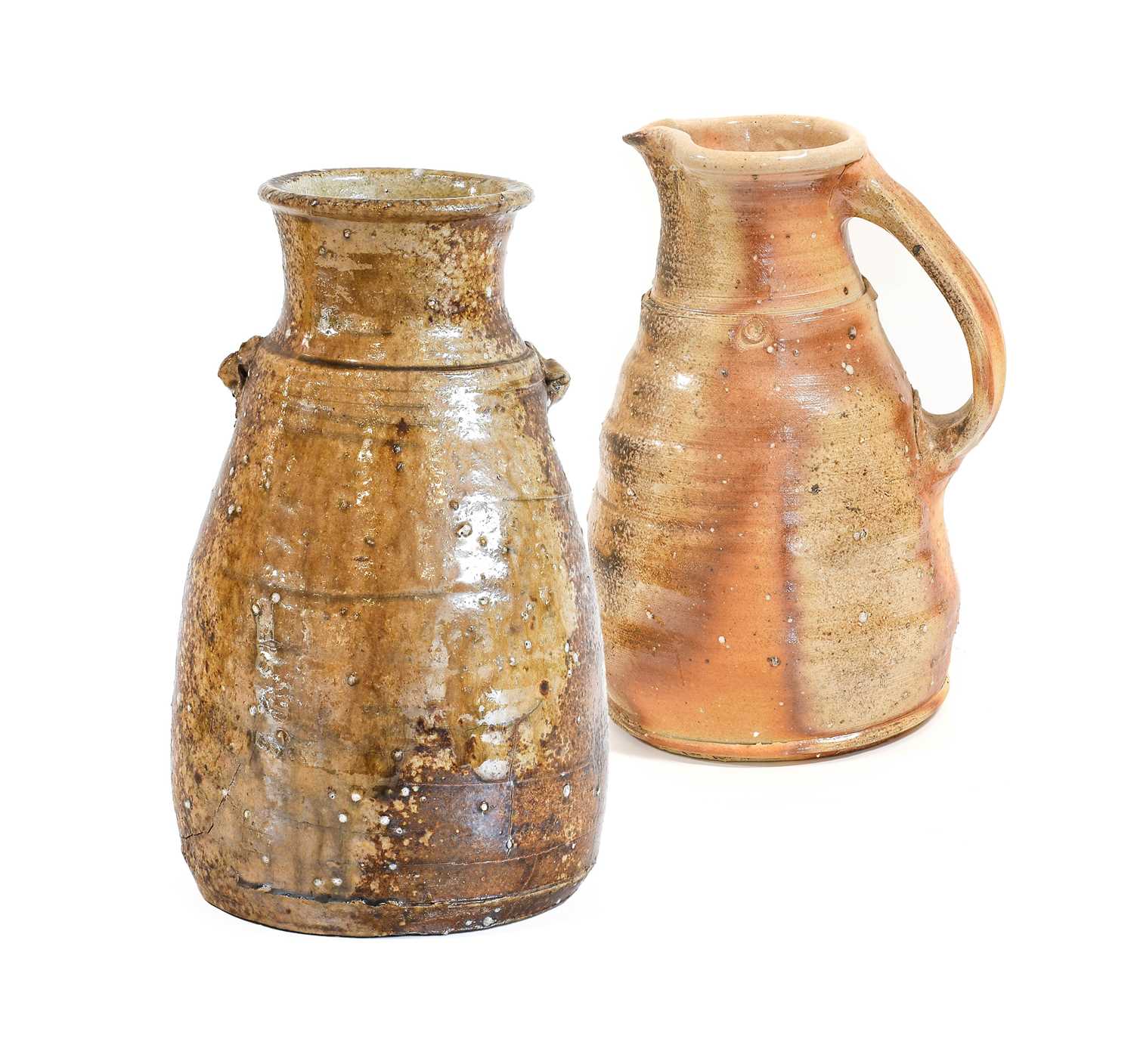 Nic Collins (b.1958): A Wood Fired Stoneware Jar, with two lug handles, incised Nic Collins,