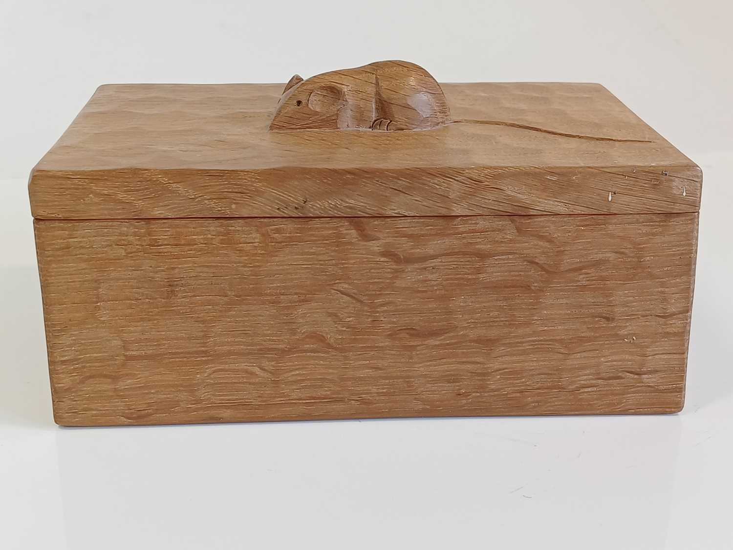 Workshop of Robert Mouseman Thompson (Kilburn): An English Oak Trinket Box and Cover, of rectangular - Image 5 of 9