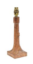 Workshop of Robert Mouseman Thompson (Kilburn): An English Oak Table Lamp, octagonal column on a