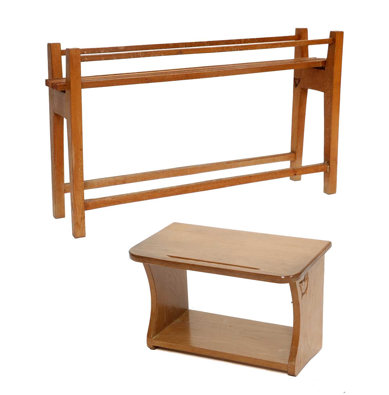Wrenman: Bob Hunter (b.1933) (Thirlby): An English Oak Plant Rack, with H end supports, joined by