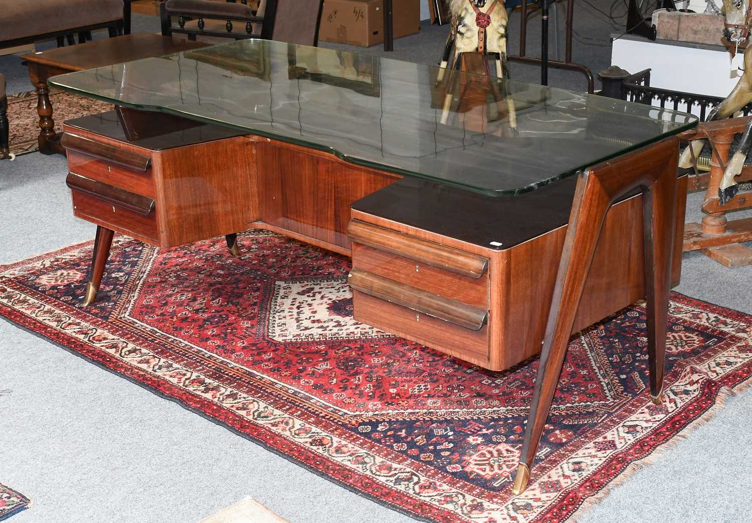 An Italian Floating Glass and Indian Rosewood Executive Desk, circa 1950s, designed by Vittorio - Image 2 of 2