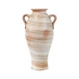 Stephen Parry (b. 1950): A Tall Twin-Handled Vase, wood-fired ash glaze, impressed SP. seal mark,