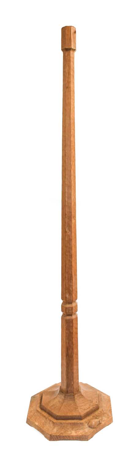 Workshop of Robert Mouseman Thompson (Kilburn): An English Oak Standard Lamp, octagonal column and