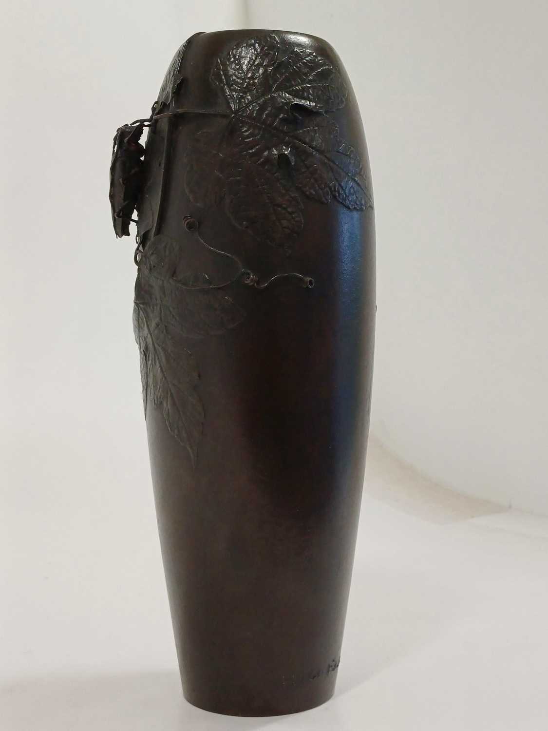 Hugo Elmqvist (Swedish, 1862-1930): An Art Nouveau Patinated Bronze Vase, cast with a protruding - Image 14 of 24