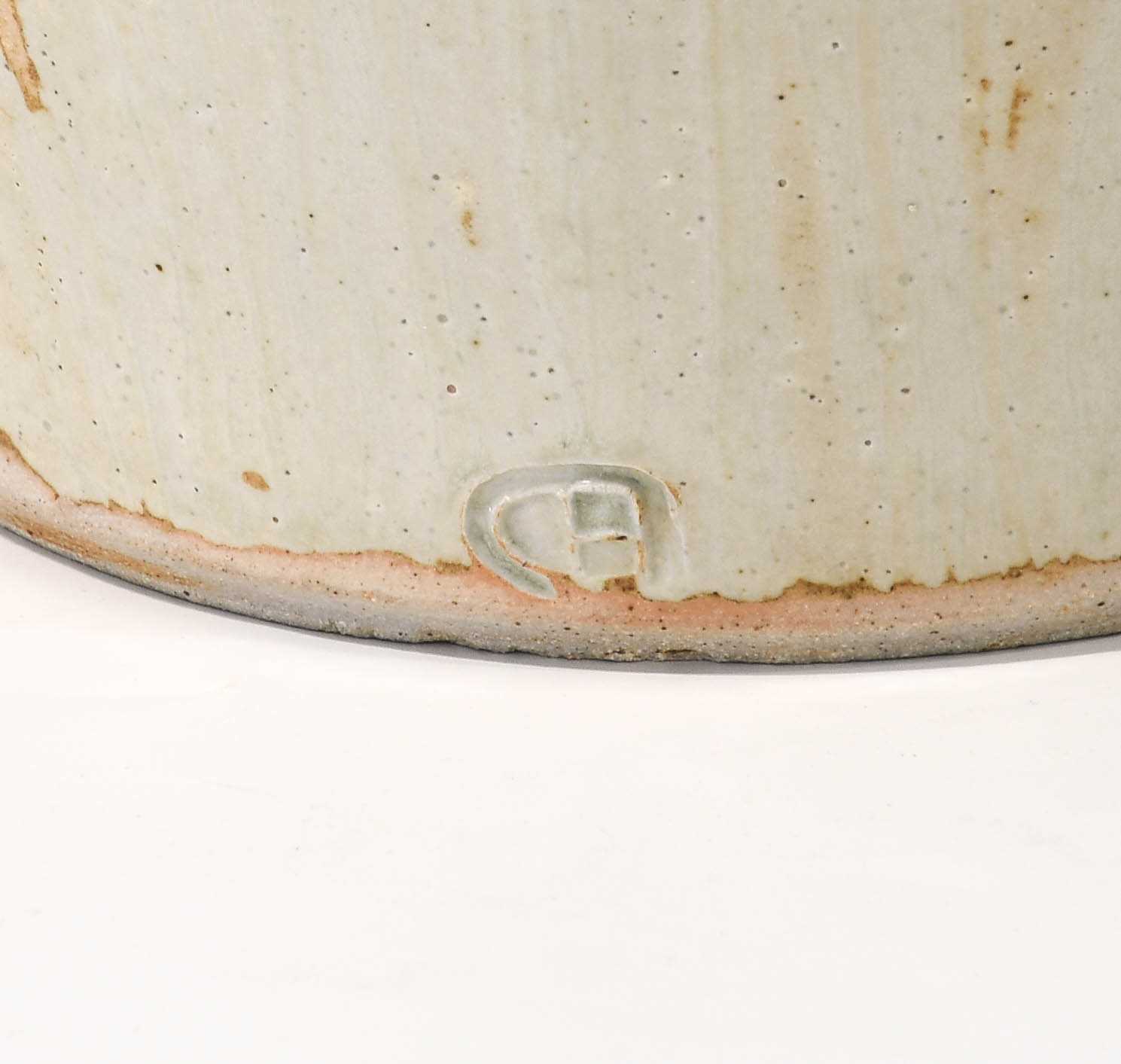 Tony Dasent (b.1961): A Tall Floor Standing Stoneware Bottle Vase, ash glaze, ribbed body, impressed - Image 4 of 5