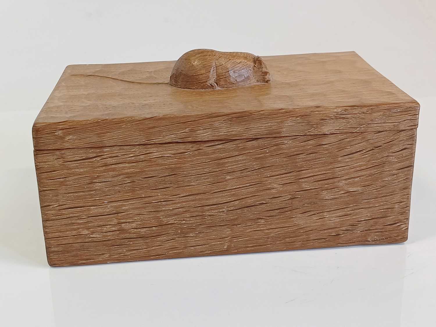 Workshop of Robert Mouseman Thompson (Kilburn): An English Oak Trinket Box and Cover, of rectangular - Image 9 of 9