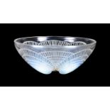 René Lalique (French, 1860-1945): A Coquilles Opalescent and Clear Glass Bowl, wheel cut R LALIQUE