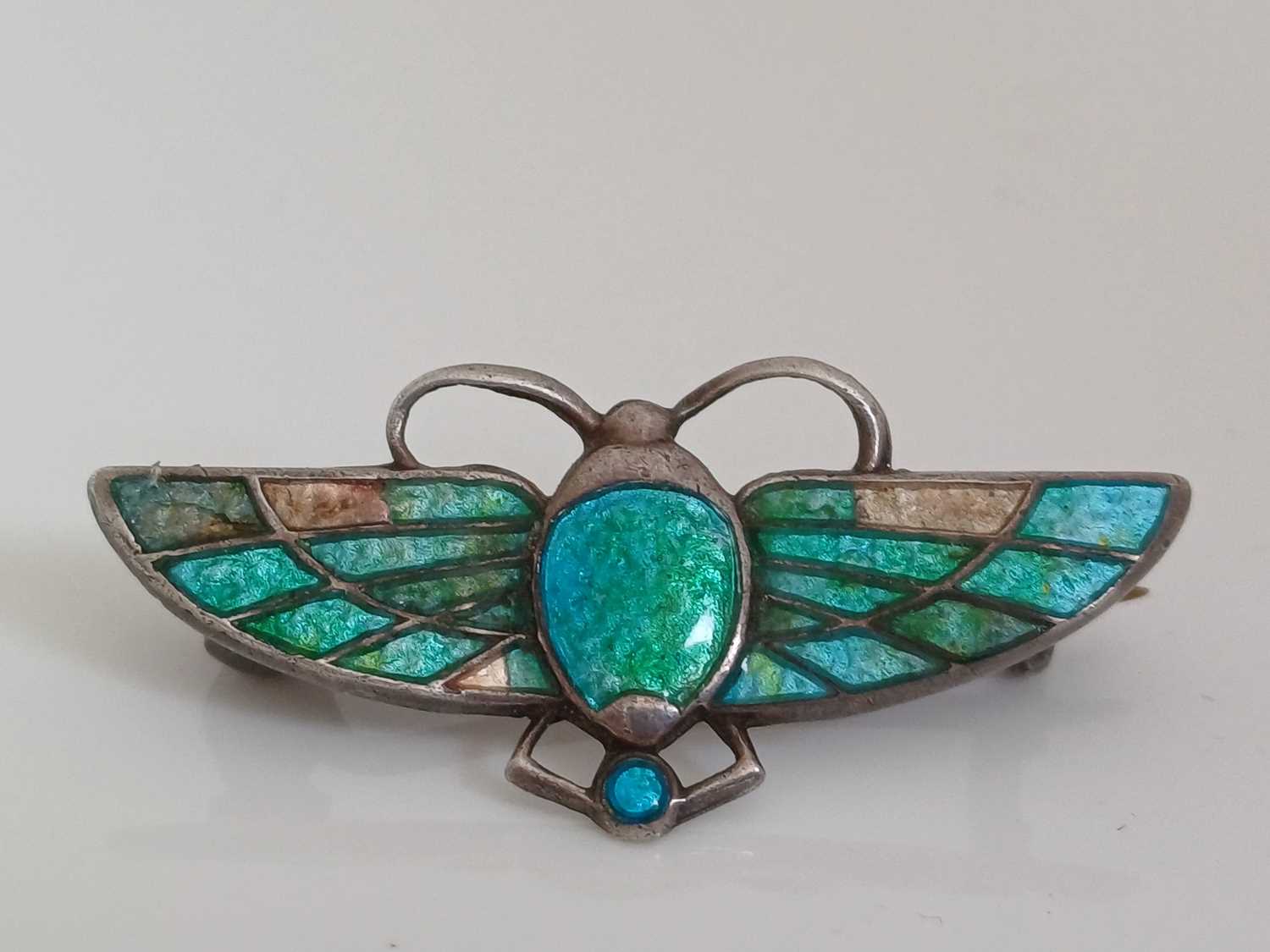 Three Arts and Crafts Silver and Enamel Brooches, by Charles Horner, two butterflies and a Celtic - Image 9 of 13
