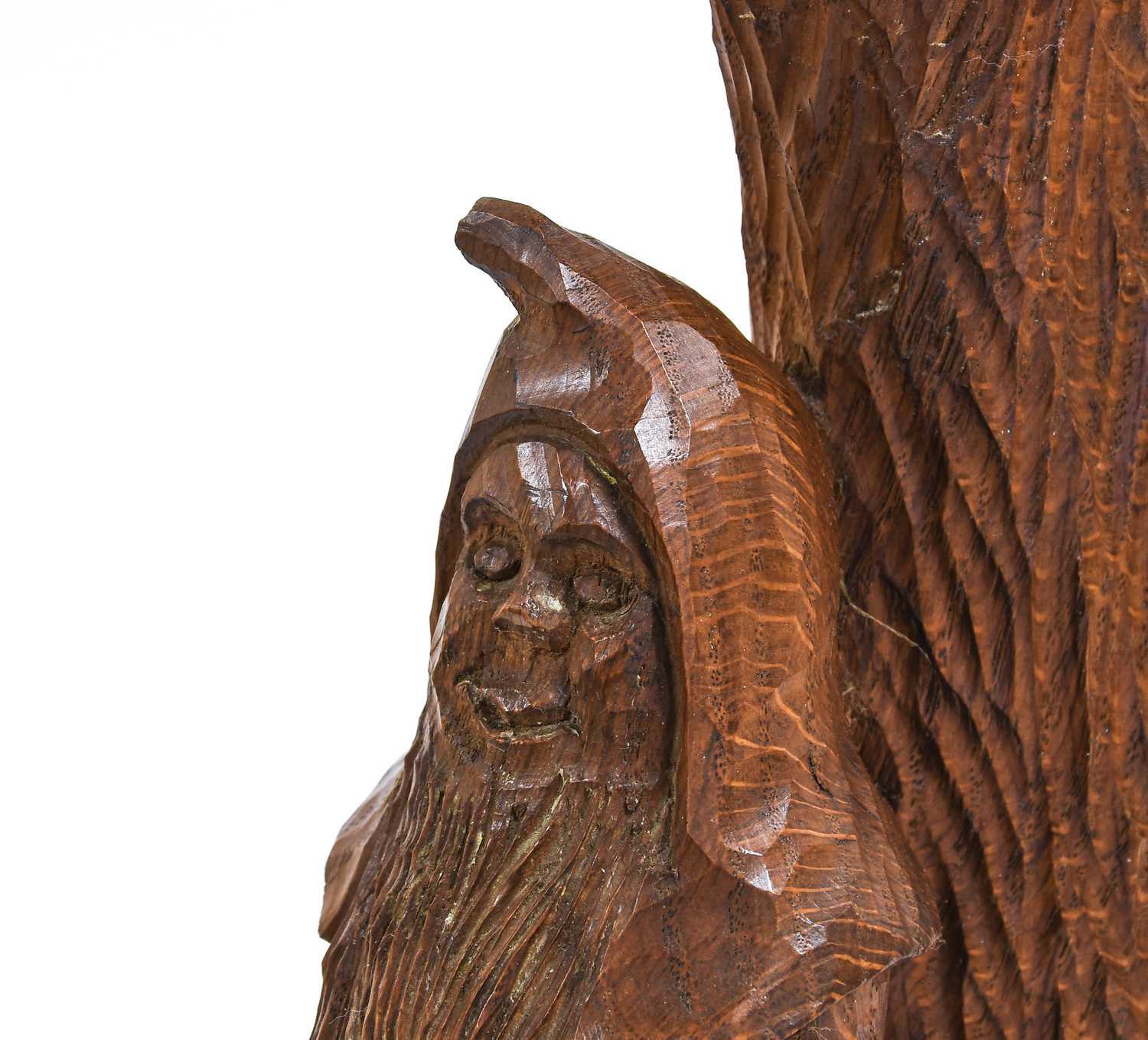 Gnomeman: Thomas Whittaker (1912-1991) (Littlebeck): An English Oak Table Lamp, with a carved - Bild 2 aus 2