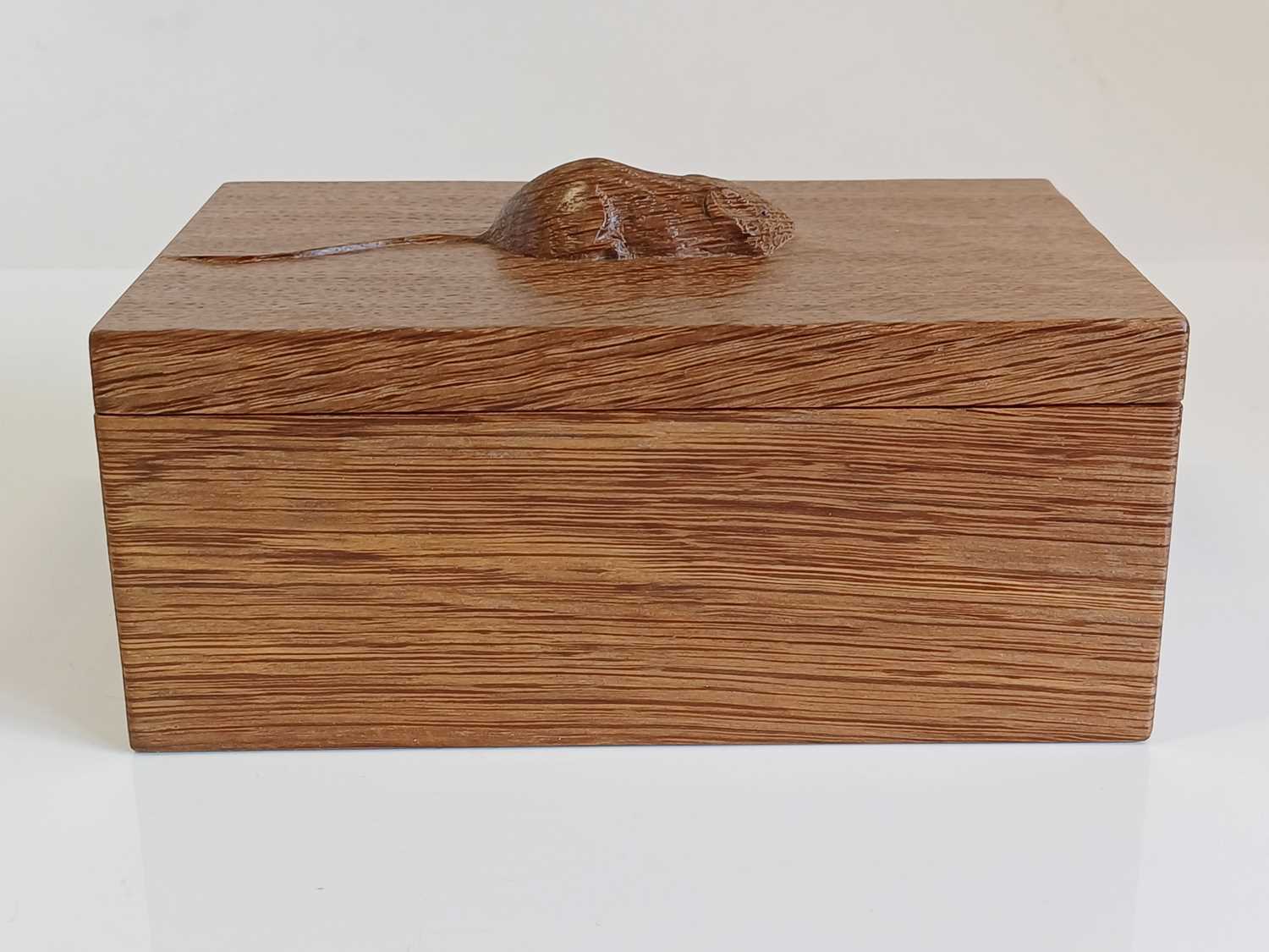 Workshop of Robert Mouseman Thompson (Kilburn): An English Oak Trinket Box and Cover, of rectangular - Image 6 of 8