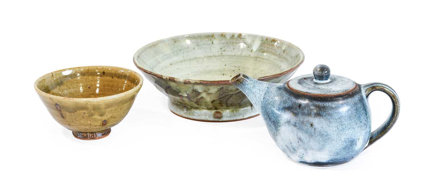 Edward Hughes (1953-2006): A Stoneware Teapot and Cover, nuka ash glaze, impressed HE seal mark,