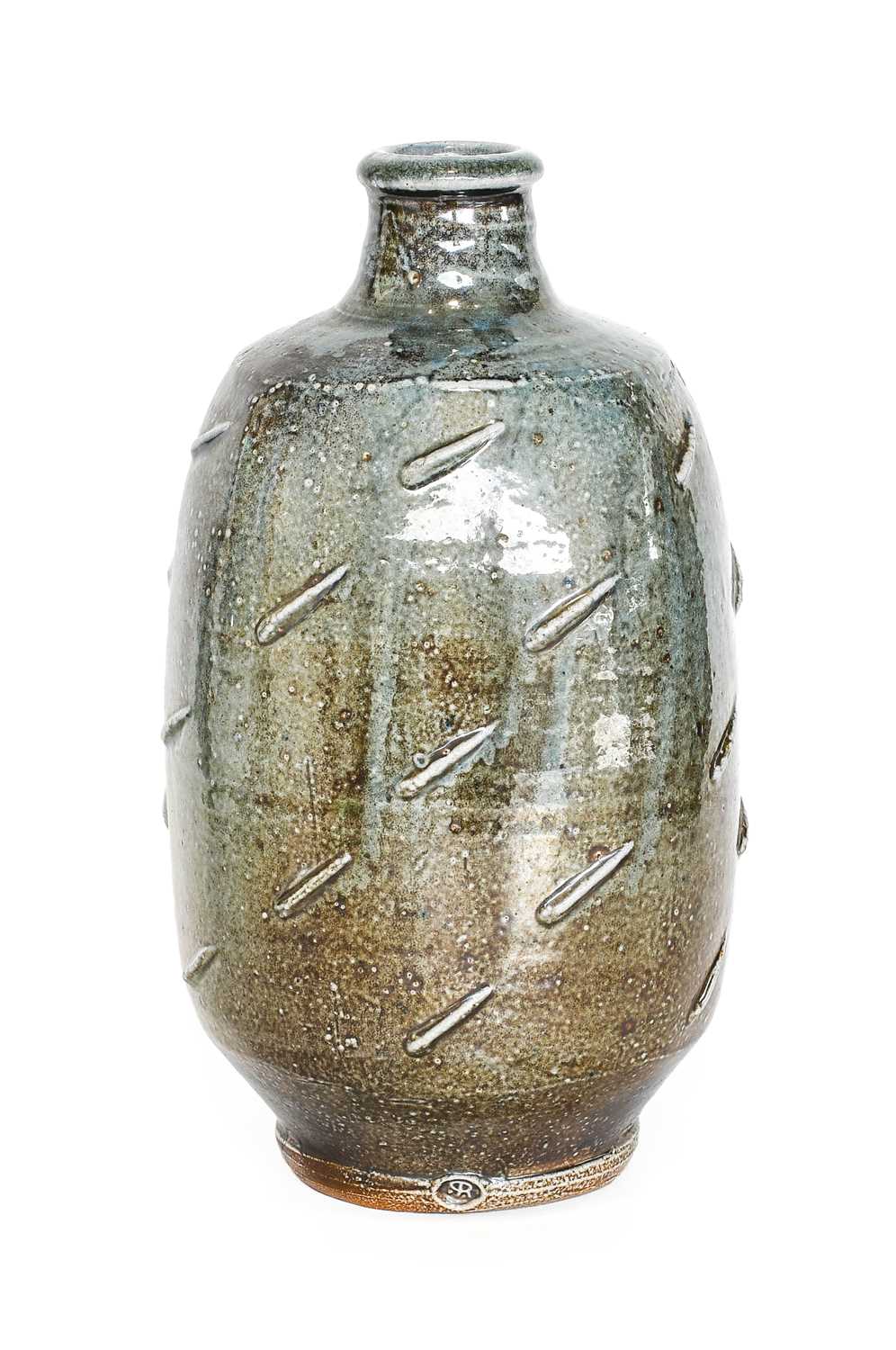 Philip (Phil) Marston Rogers (1951-2020):A Salt Glazed Stoneware Vase, line decoration, impressed