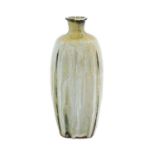 Mike Dodd (b. 1943): A Tall Stoneware Bottle Vase, in a nuka glaze, incised decoration, 36cm high