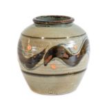 David Leach O.B.E (1911-2005): A Stoneware Ovoid Vase, with iron and colbalt decoration, impressed