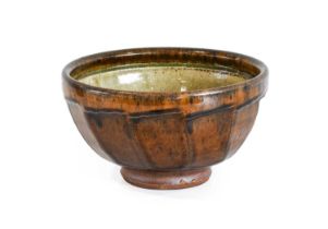 Richard Batterham (1936-2021): A Stoneware Bowl, cut sided, green ash glaze interior, unmarked, 13cm