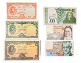 6x Central Bank of Ireland Banknotes, to include; (3x) Lady Lavery issues, 10 shillings, 6th June